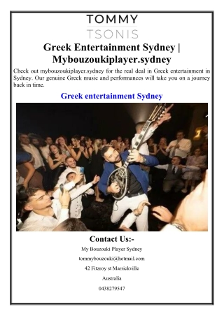 Greek Entertainment Sydney | Mybouzoukiplayer.sydney