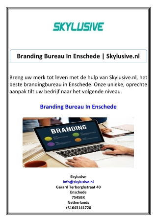 Branding Bureau In Enschede Skylusive.nl