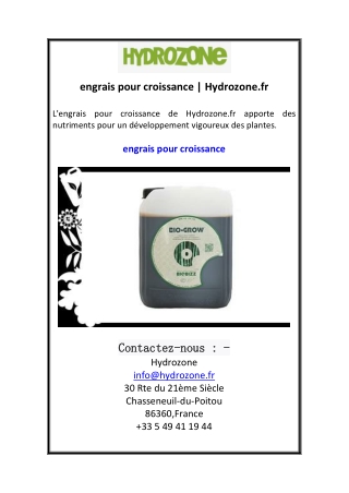 engrais pour croissance  Hydrozone.fr