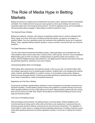 The Role of Media Hype in Betting Markets