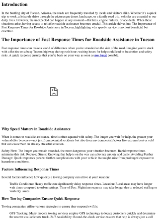 The Importance of Fast Response Times for Roadside Assistance in Tucson