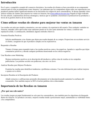 Cómo utilizar reseñas de clientes para mejorar tus ventas en Amazon