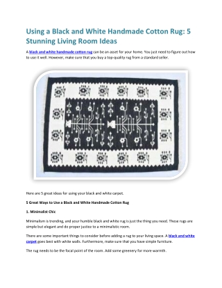 Using a Black and White Handmade Cotton Rug 5 Stunning Living Room Ideas