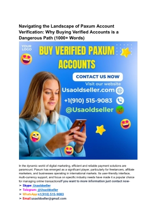 Navigating the Landscape of Paxum Account Verification_ Why Buying Verified Accounts is a Dangerous Path (1000  Words)