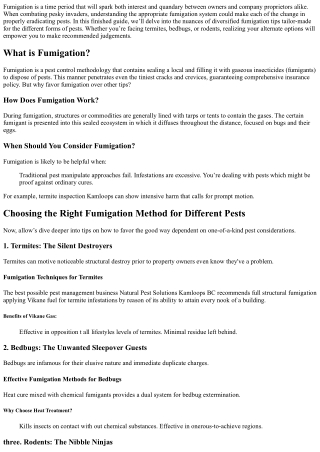 “Choosing the Right Fumigation Method for Different Pests”