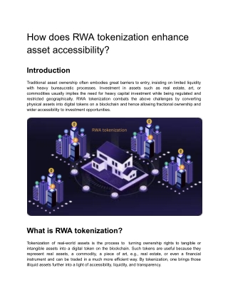 how does rwa tokenization enhance asset
