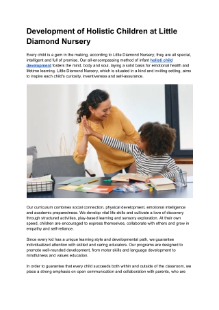 development of holistic children at little