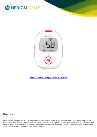 blood glucose analyzer md bga 1000