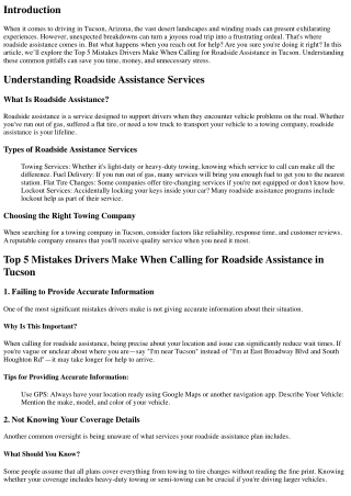 Top 5 Mistakes Drivers Make When Calling for Roadside Assistance in Tucson