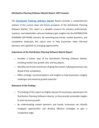 distribution planning software market report 2037