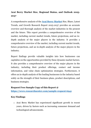 acai berry market size regional status