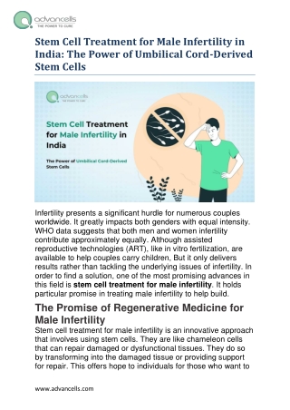 How Is Stem Cell Treatment for Male Infertility Evolving?