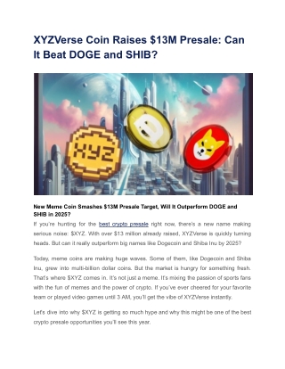 XYZVerse Coin presale