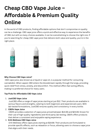 Cheap CBD vape juice – best online deals for quality vape products