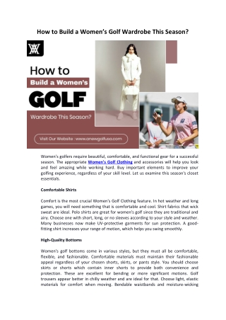 How to Build a Womens Golf Wardrobe This Season