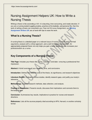 Nursing Assignment Helpers UK