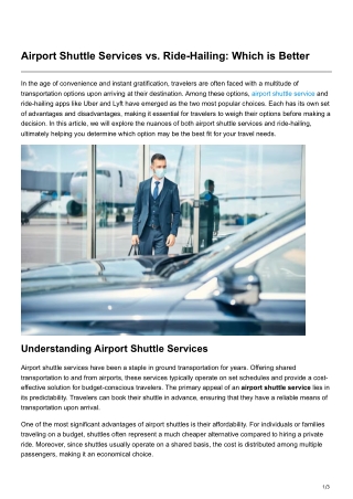 Airport Shuttle Services vs. Ride-Hailing Which is Better