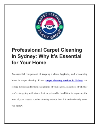 Professional Carpet Cleaning in Sydney Why It’s Essential for Your Home