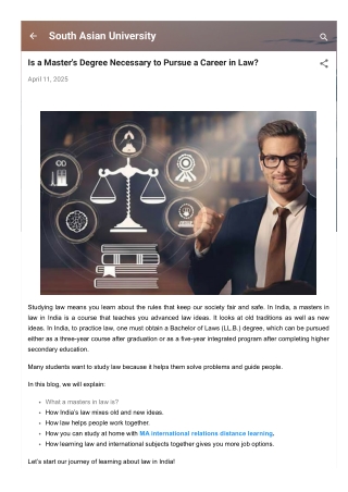 Is a Master's Degree Necessary to Pursue a Career in Law