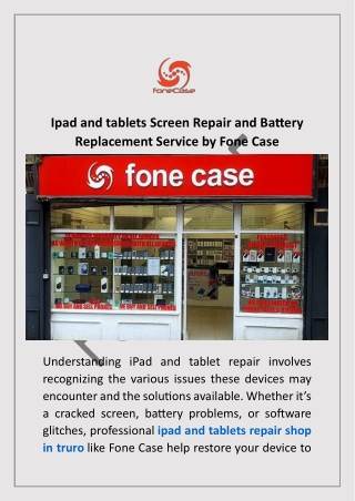 Ipad and tablets Screen Repair and Battery Replacement Service by Fone Case
