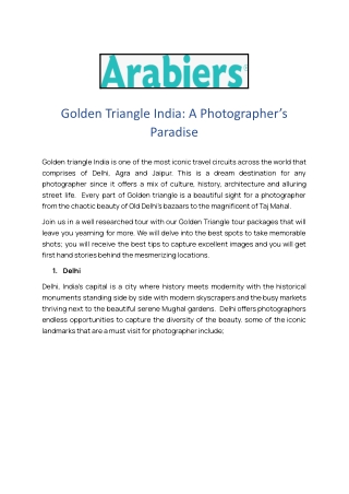 Exploring the Golden Triangle India: A Dream Destination for Photographers