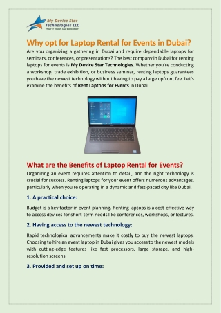 Why opt for Laptop Rental for Events in Dubai?