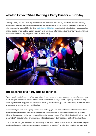 What to Expect When Renting a Party Bus for a Birthday