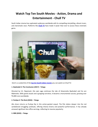 Watch Top Ten South Indian Movies at Chull Tv