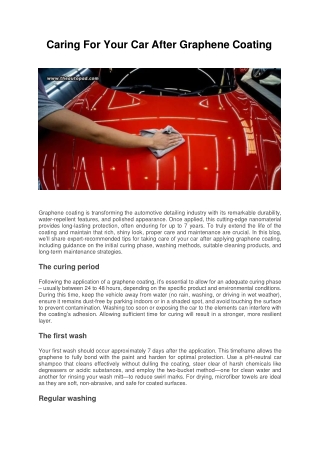 Caring For Your Car After Graphene Coating