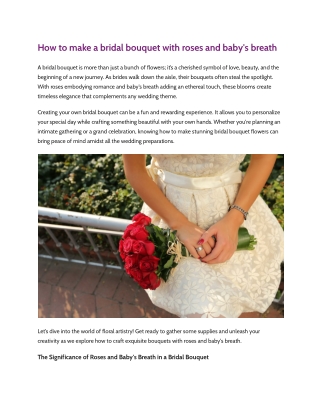 How to make a bridal bouquet with roses and baby's breath