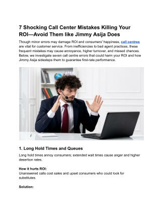 Avoid These 7 Shocking Call Centre Errors Destroying Your ROI