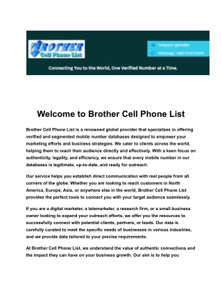 welcome to brother cell phone list