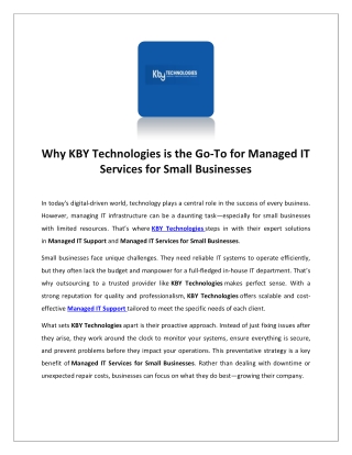 why kby technologies is the go to for managed