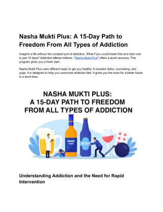 nasha mukti plus a 15 day path to freedom from