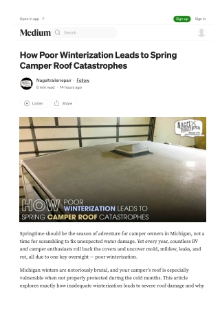Camper Roof Sealing Michigan stops spring roof disasters
