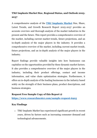 tmj implants market size regional status