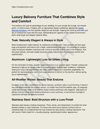 Luxury Balcony Furniture That Combines Style and Comfort