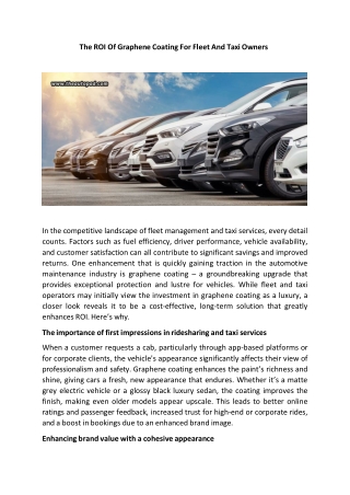 The ROI Of Graphene Coating For Fleet And Taxi Owners