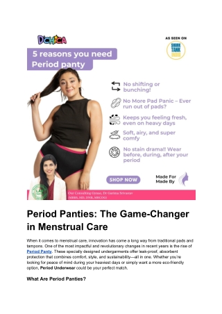 Leak-Proof Comfort: Reusable Period Panty for Every Flow