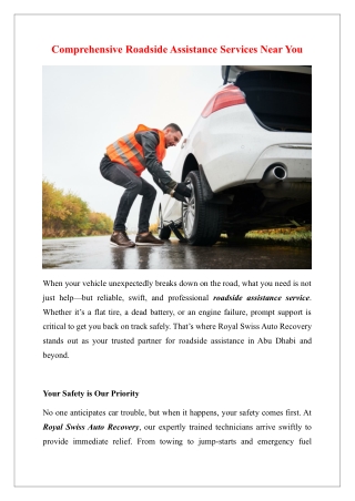 Comprehensive Roadside Assistance Services Near You