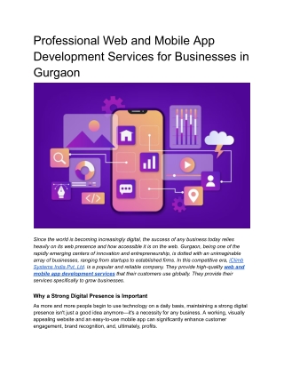 Professional Web and Mobile App Development Services for Businesses in Gurgaon