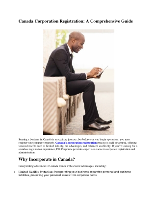 canada corporation registration a comprehensive