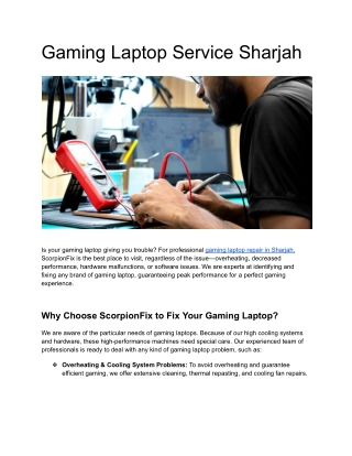 Gaming Laptop Service Sharjah