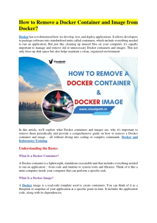 Docker and Kubernetes Online Training - Docker and Kubernetes