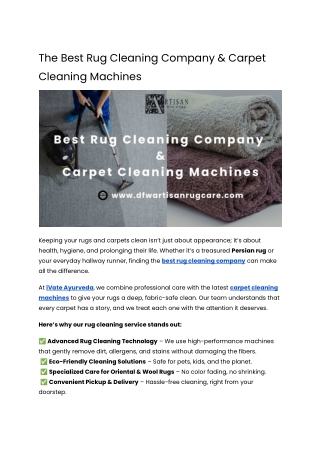 The Best Rug Cleaning Company & Carpet Cleaning Machines