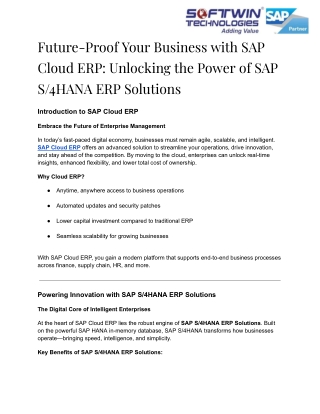 Future-Proof Your Business with SAP Cloud ERP_ Unlocking the Power of SAP S_4HANA ERP Solutions