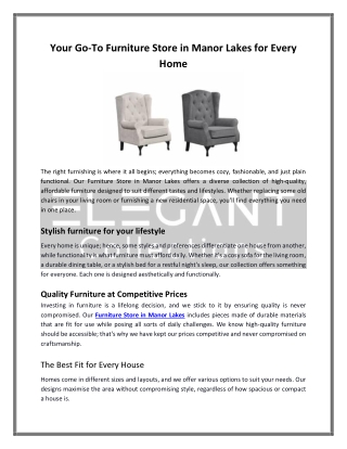 Your Go-To Furniture Store in Manor Lakes for Every Home