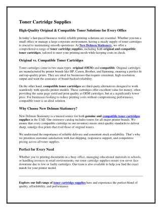 Premium Toner Cartridge Supplies