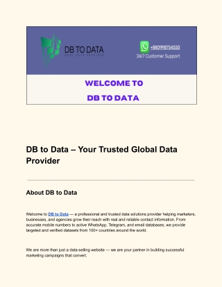 db to data your trusted global data provider