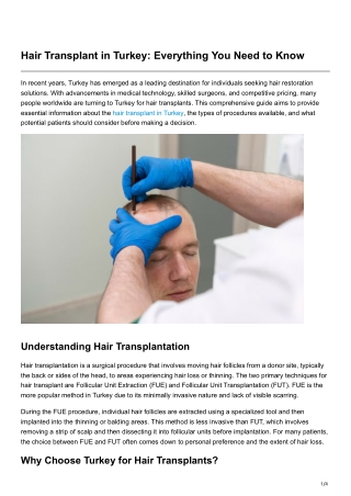 Hair Transplant in Turkey Everything You Need to Know